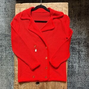 1960’s MINT Women's Cherry Red Double-Breasted Sweater